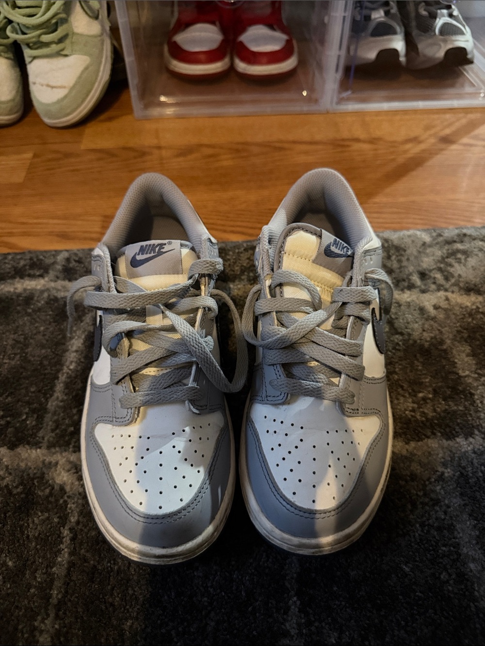 Nike Kids Gray and White Low-Top Sneakers